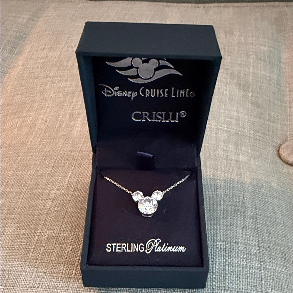 CRISLU Disney Cruise Line Mickey Pendant/Necklace Sterling Platinum